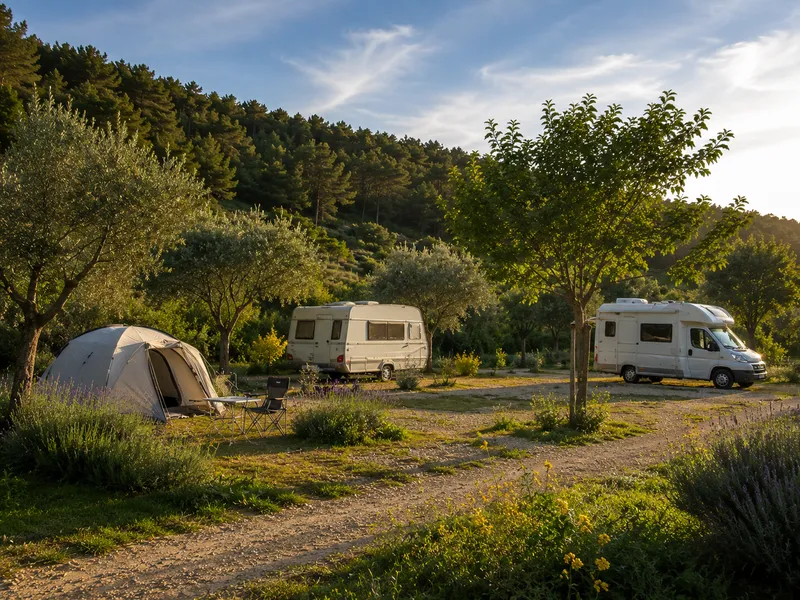 Emplacements avec tente, caravane et camping-car au Clos Nysa